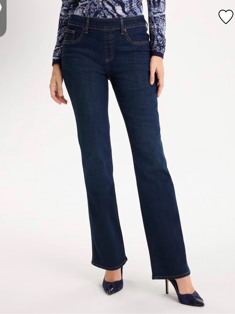 Chico’s  Dark Blue Stretch slim Bootcut Jeans pull on stretch 10 new